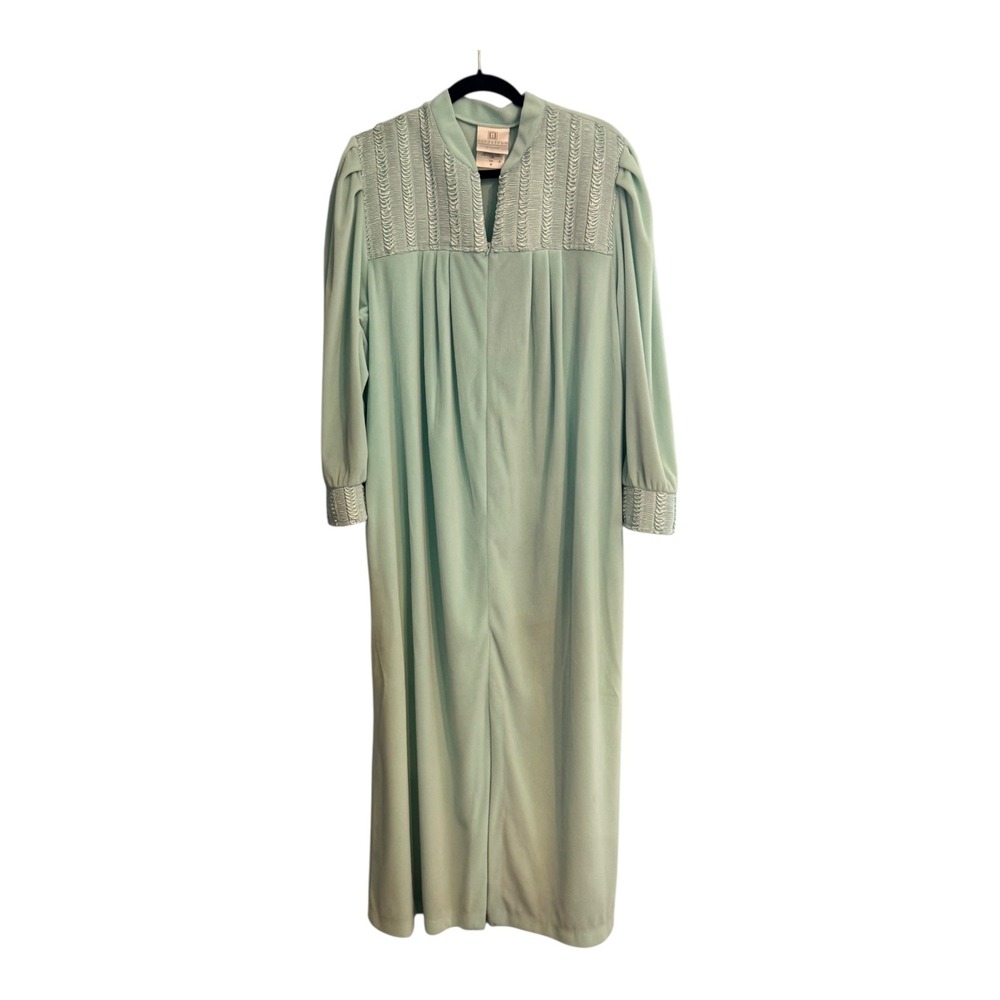 Nordstrom by Conrad Robe Long Sleeve Lounge Dress Housecoat Green M Medium